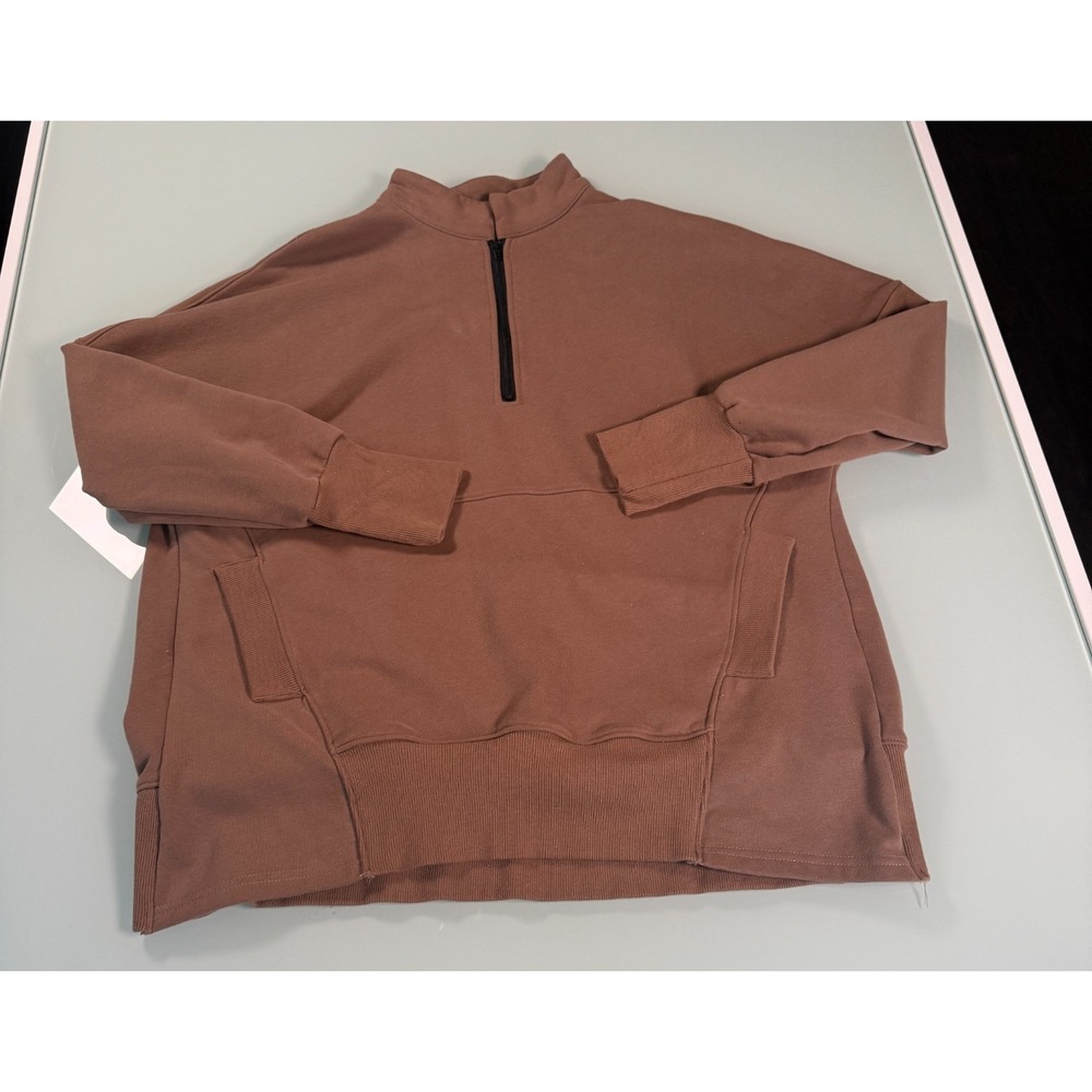 Tavi Luxe Cozy Half Zip Pullover Women's Medium Clove Color Kangaroo Pocket